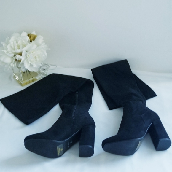NWT Nature Breeze Elantra Black Suede Over The Knee Boots - Picture 8 of 15